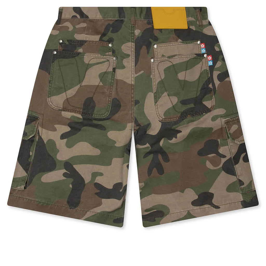 Woodland Camo Shorts Washed Green