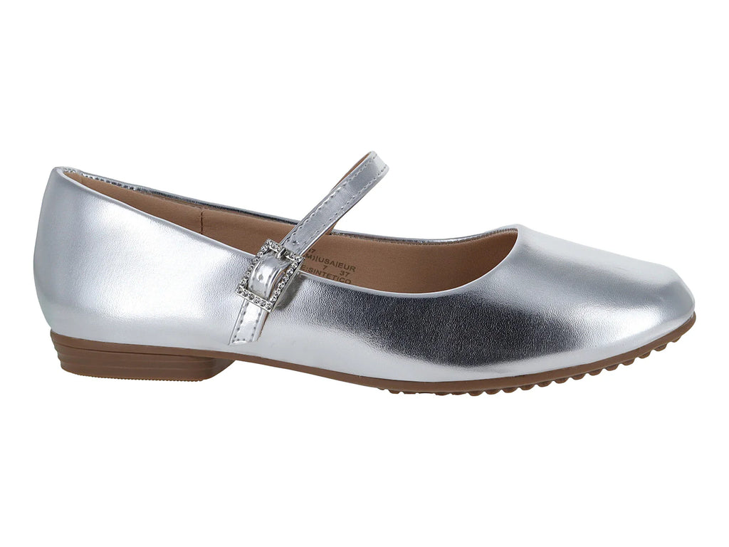 Zapatos Planos Ballerina Roze Color Plata para Mujer