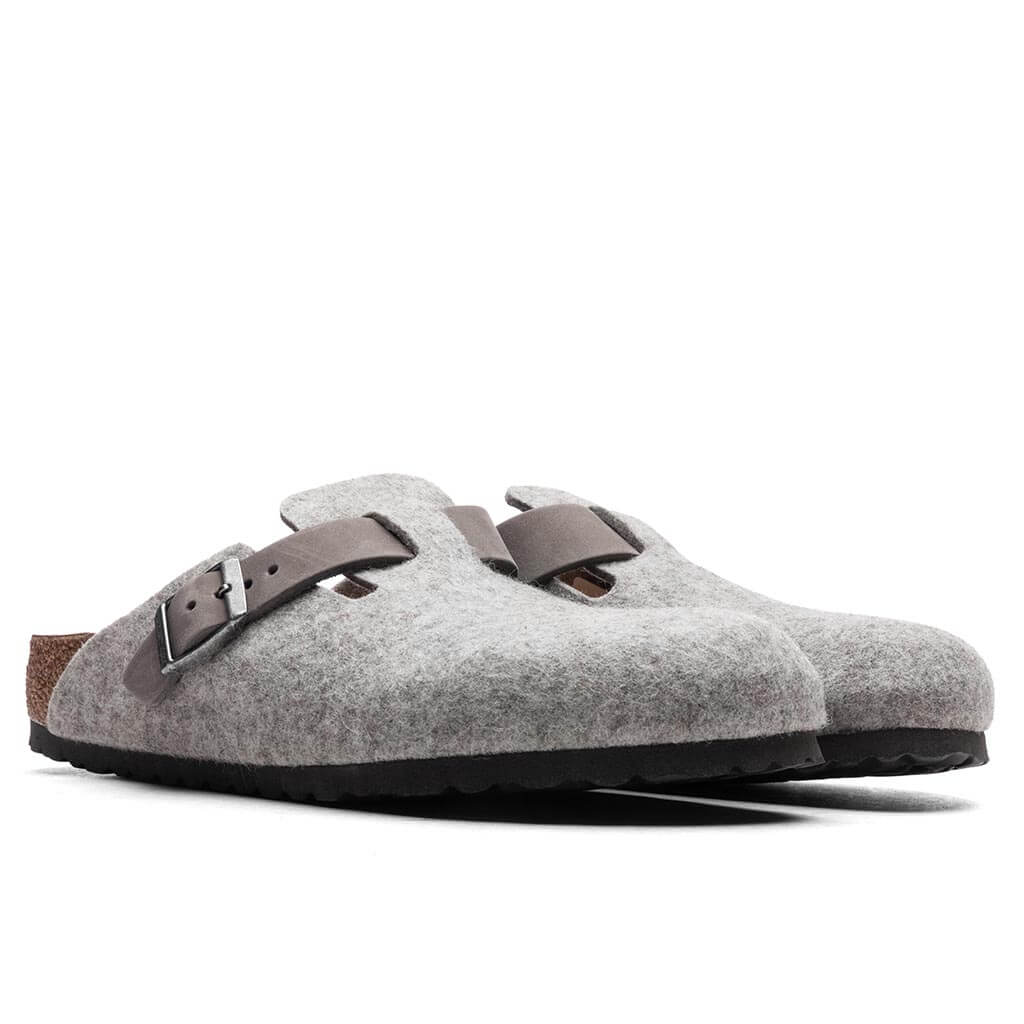 Womens Narrow Boston Leather Light Grey