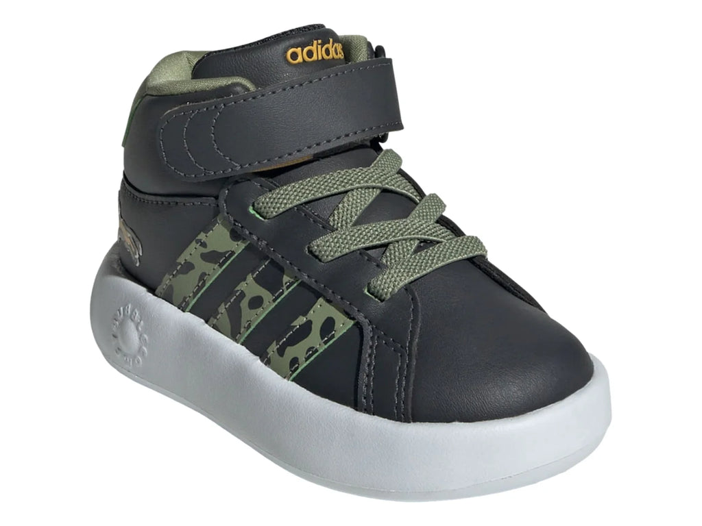 Tenis Adidas Grand Court Mid Verde y Carbon para Niño