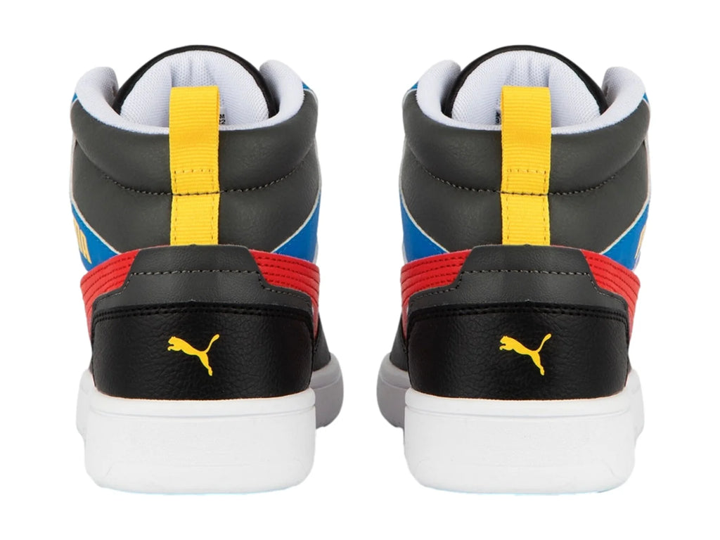 Tenis PUMA Rebound V6 Mid Blanco y Rojo para Niño