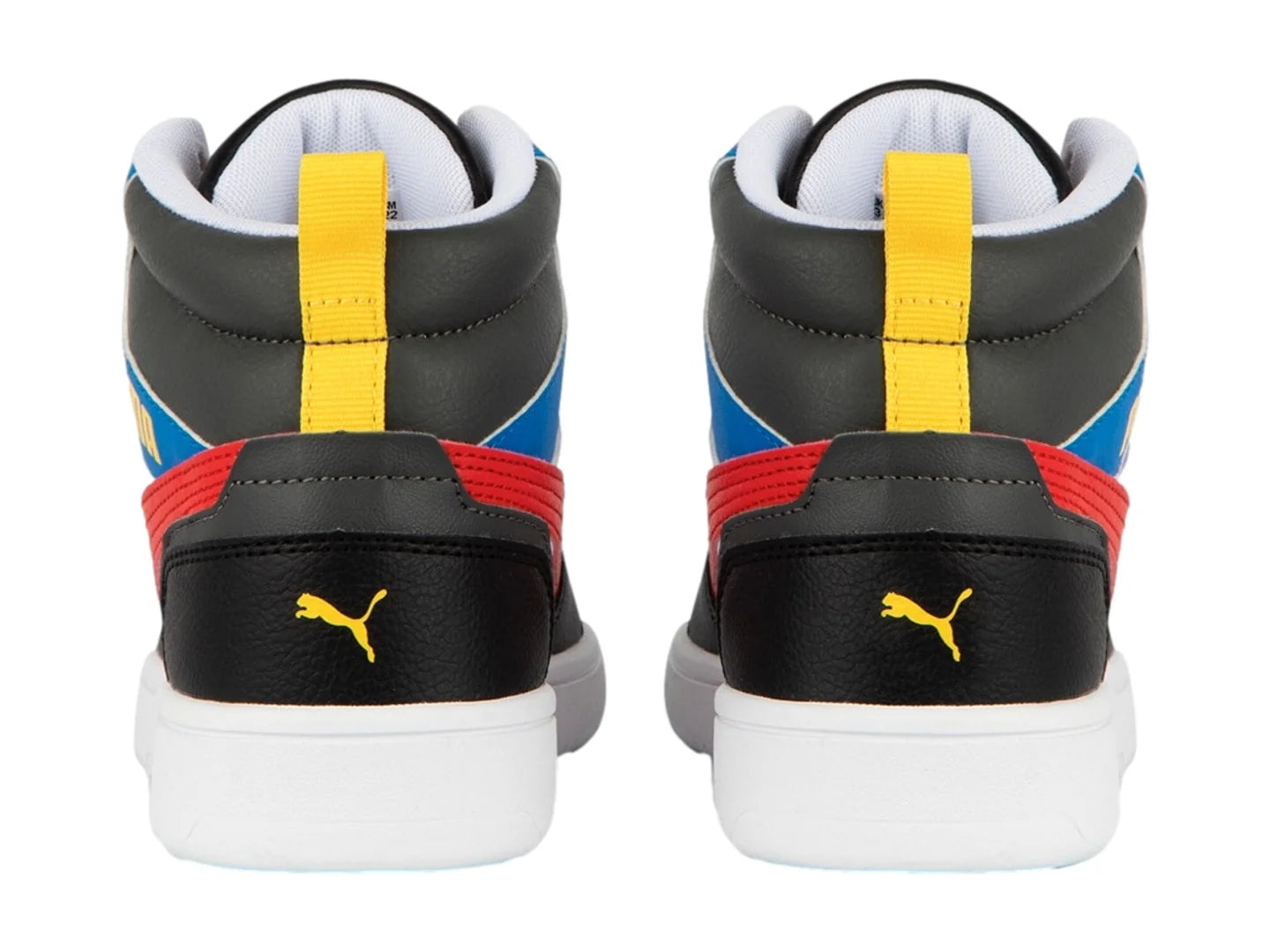 Tenis PUMA Rebound V6 Mid Blanco y Rojo para Niño