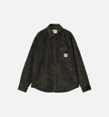Flint Paisley Mens Long Sleeve Shirt Black Green