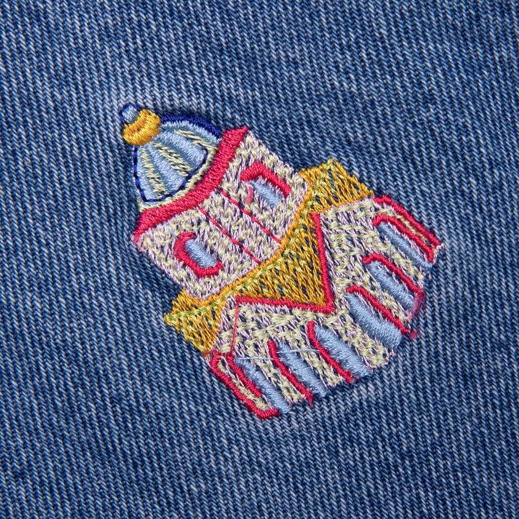 Stone Wash Denim Embroidered Motif Jean Stone Wash