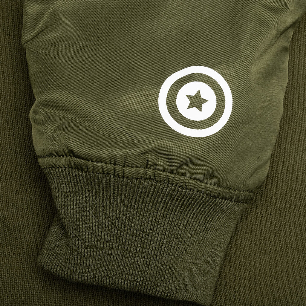 Military Shark Relaxed Fit Full Zip Hoodie Olive Drab