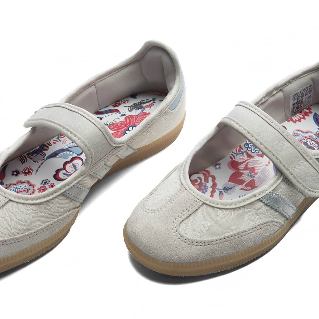 adidas Originals x Liberty London Womens Samba Jane Chalk Pearl Silver Metallic Chalk White