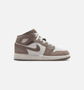 Air Jordan 1 Mid Grade School Lifestyle Shoe Enigma Stone Olive Grey Summit White