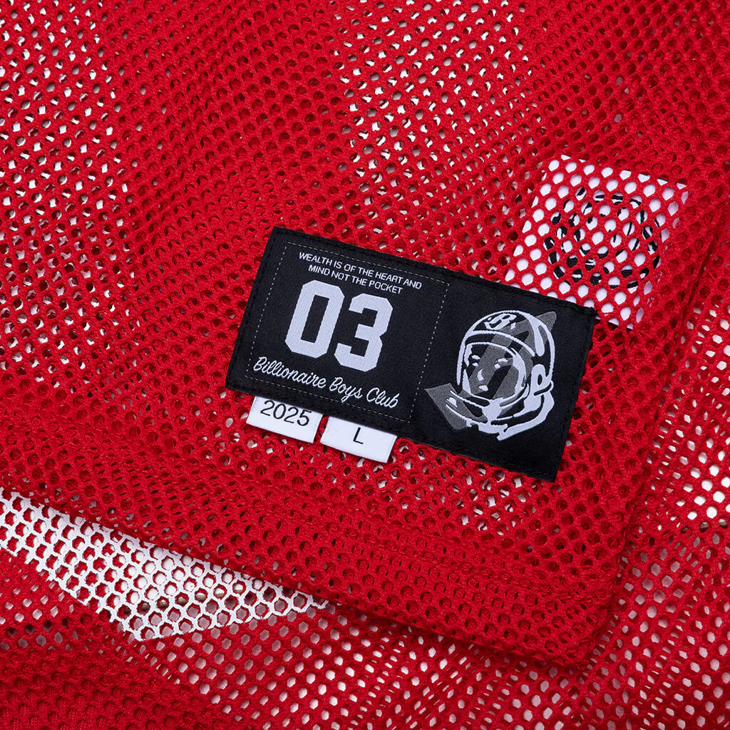 Varsity S S Crop Fit Knit Football Jersey Red