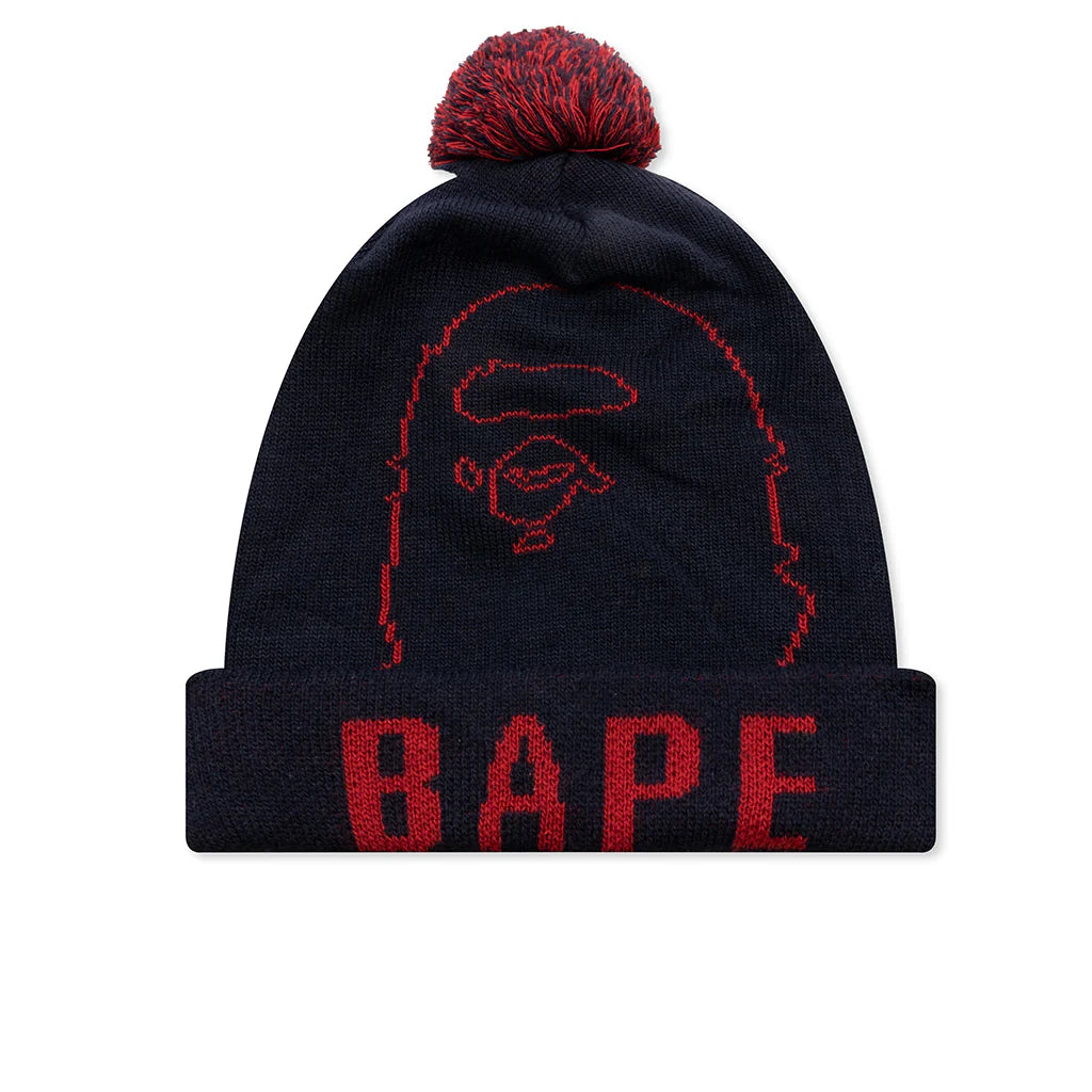 Prom Pom Knit Beanie Navy