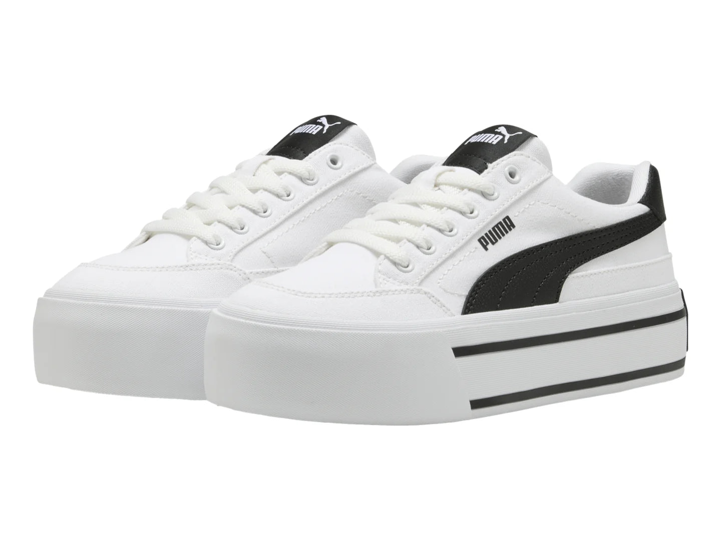 Tenis PUMA Court Classic Vulc Platform Blanco y Negro para Mujer