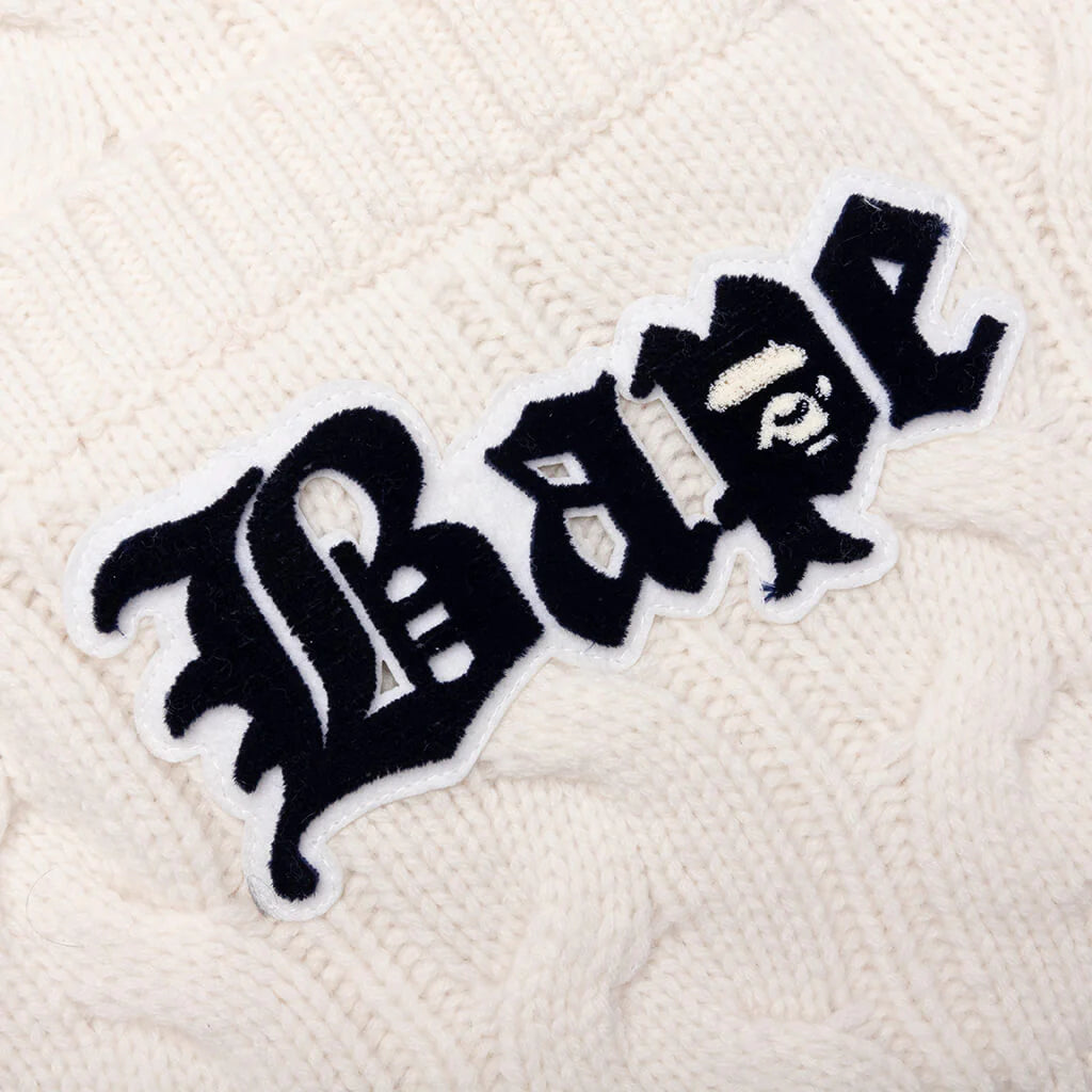 College Badges Knit Cardigan Ivory