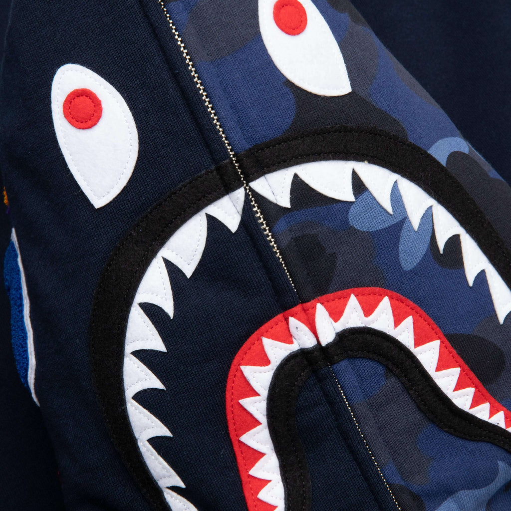 Color Camo Shark Full Zip Hoodie Navy