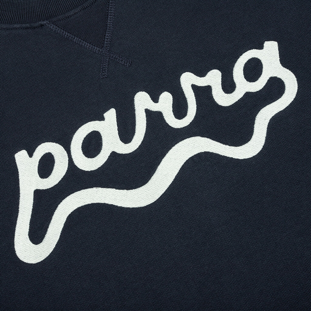 Water Wave Logo Crew Neck Sweatshirt Navy Blue