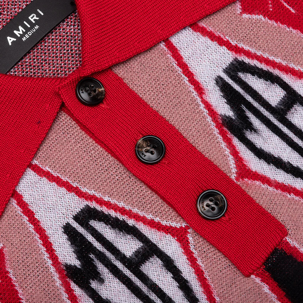 Argyle Jacquard S S Polo Red