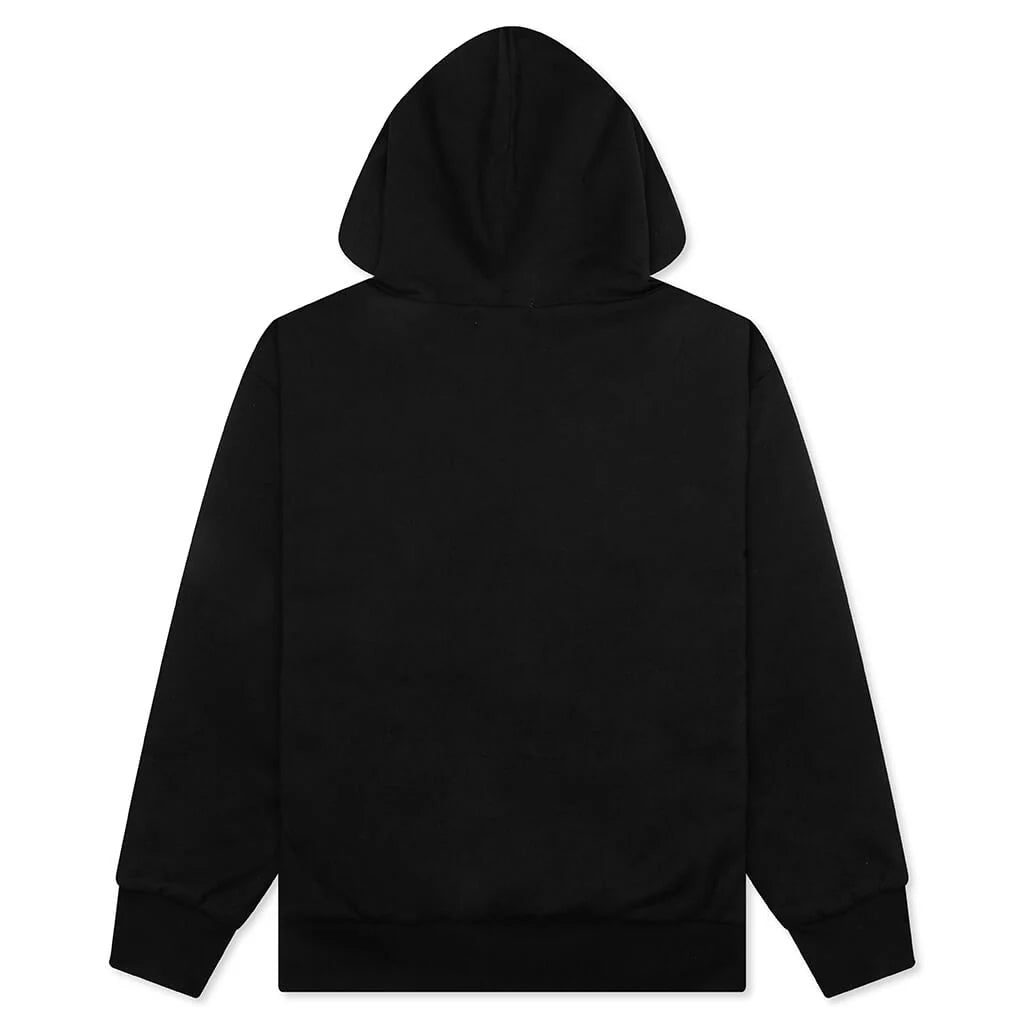 College Puffy Relaxed Fit Pullover Hoodie Black