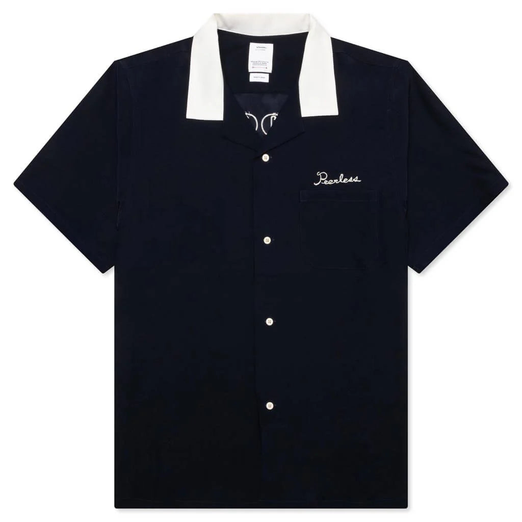 Hacking Short Sleeve Silk Navy