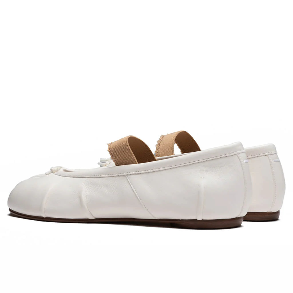 Womens Tabi Elastic Band Mule Ivory Nude