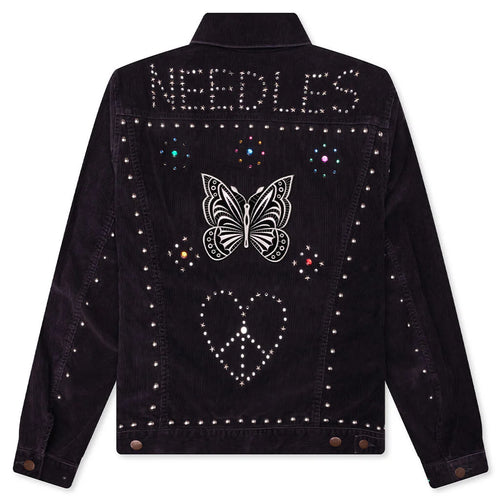 14W Corduroy Studded Jean Jacket Black
