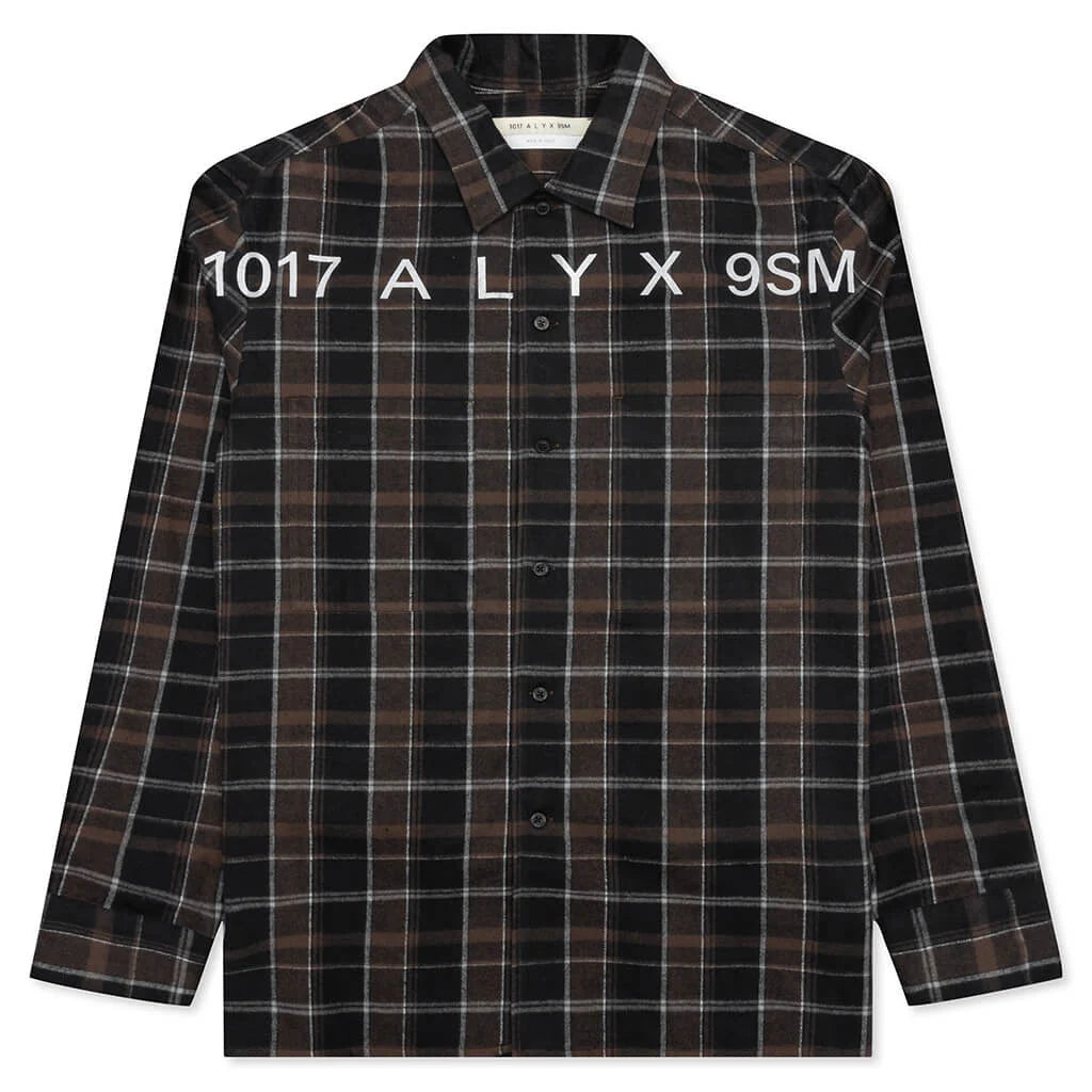 Plaid Logo Shirt Brown Black