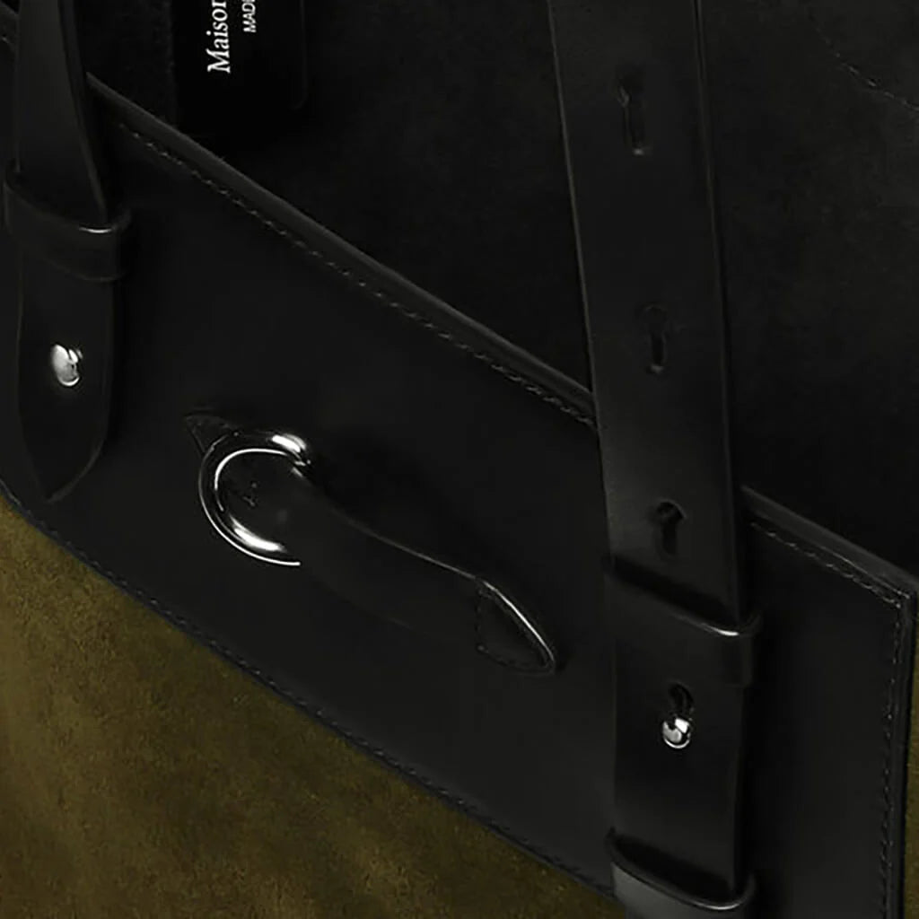 Vertical Shopping Bag Khaki Black