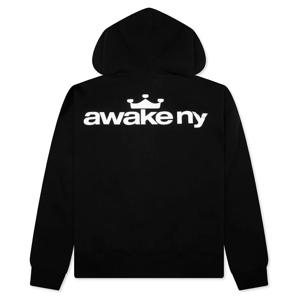 Crown Logo Full Zip Hoodie Black