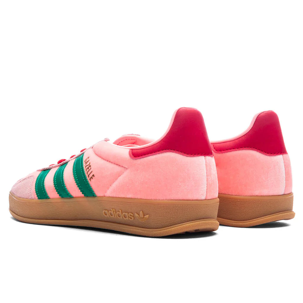 Womens Gazelle Indoor Court Green Glow Pink Gum