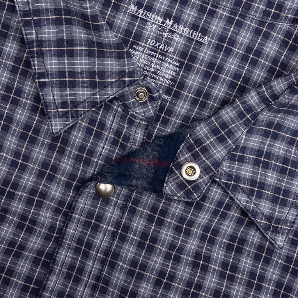 Reversible Padded Shirt Blue Grey Check