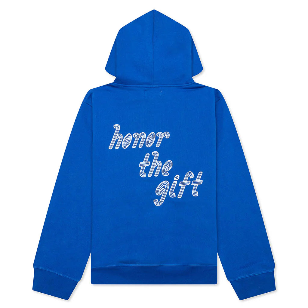 Cursive Honor Hoodie Blue