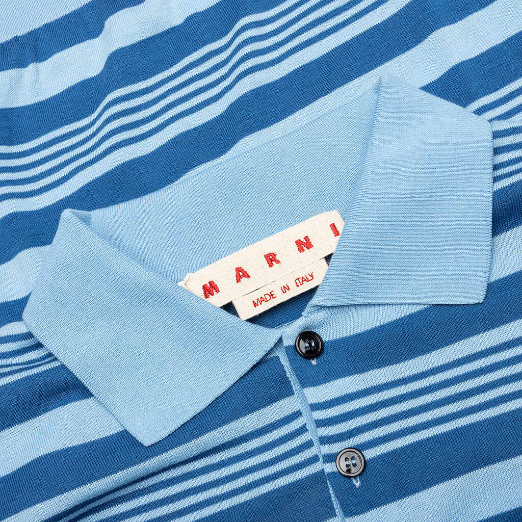 Mixed Striped Polo Shirt Azure