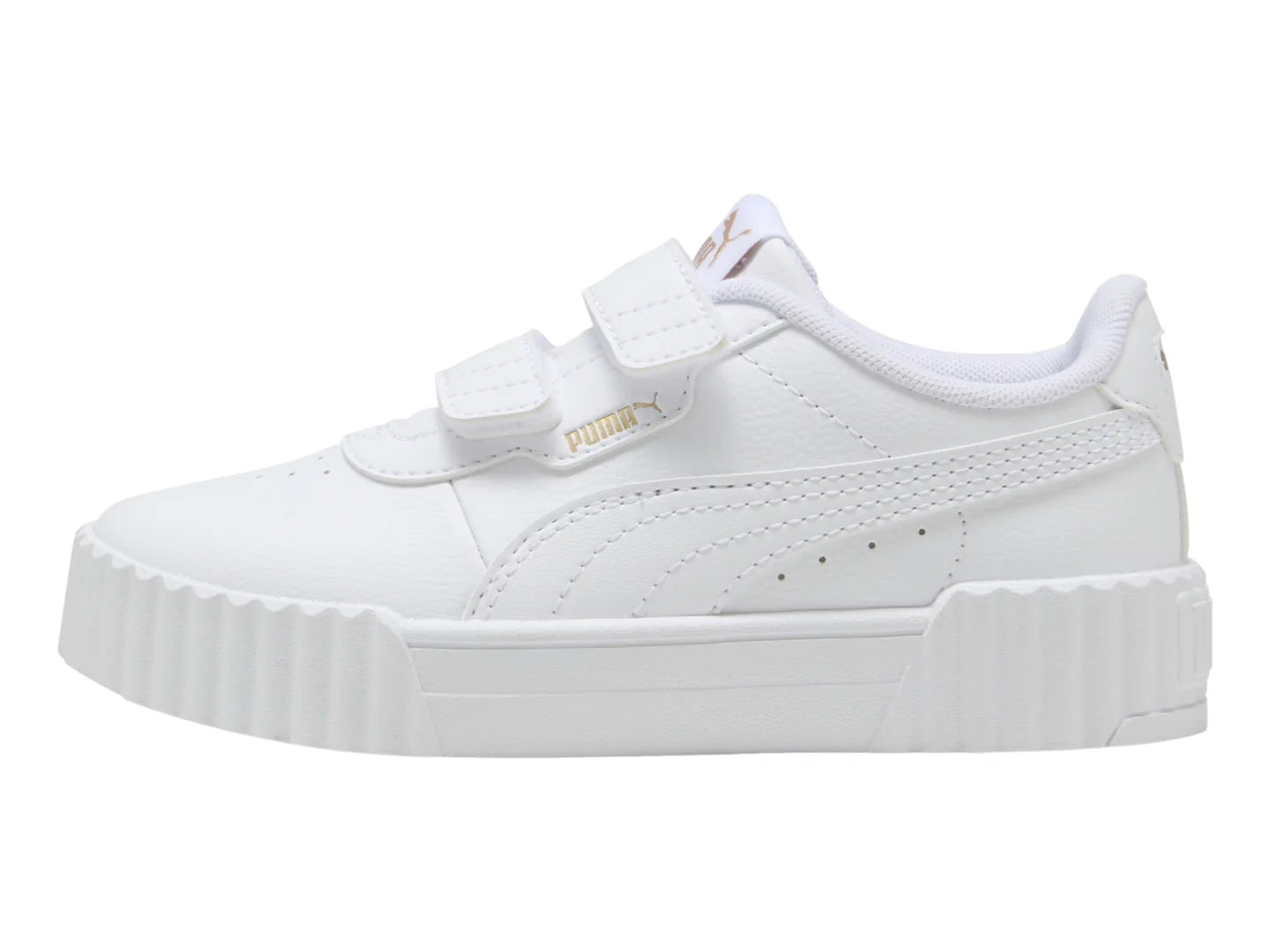 Tenis PUMA Carina 30 V Blanco y Oro para Niña