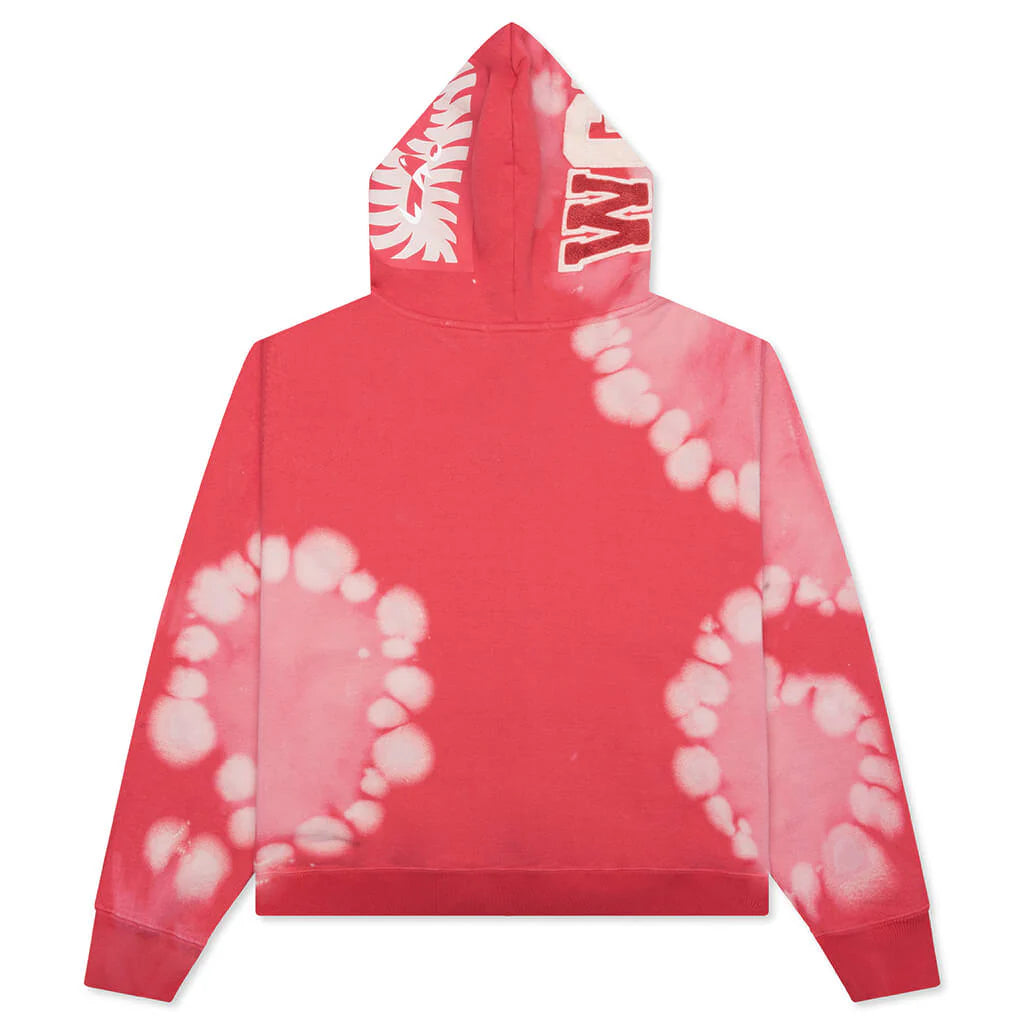 Hand Dye Shark Full Zip Hoodie Red