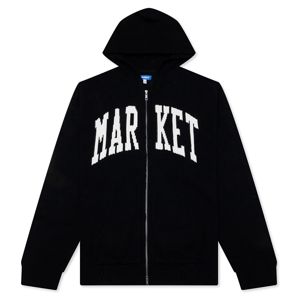 Classic Market Arc Full Zip Sweater Hoodie Pirate Black