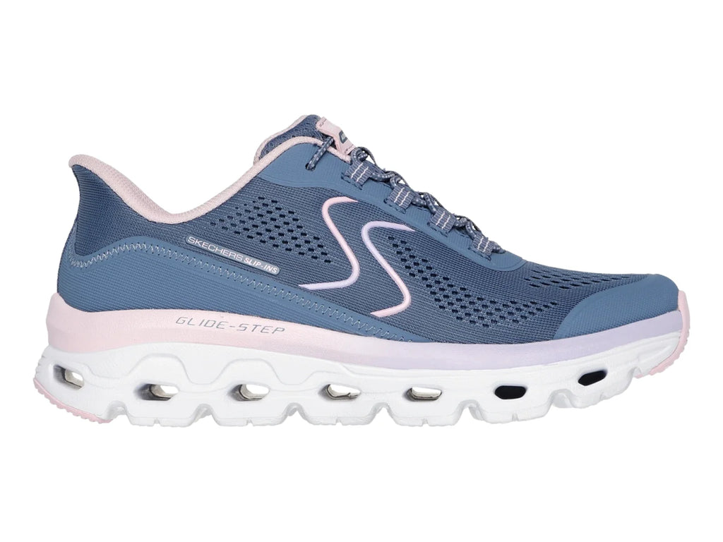 Tenis Skechers Glide Step Sole Azul y Rosa para Mujer