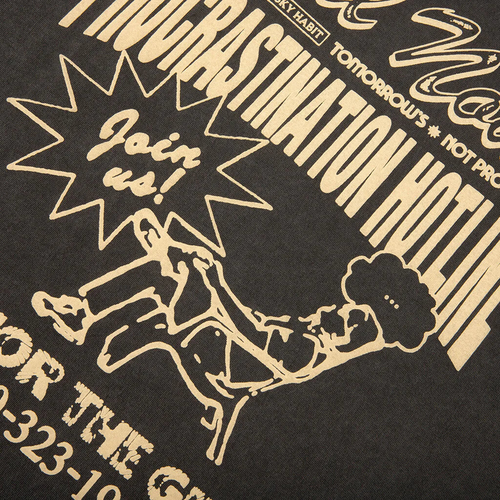 Procastination Hotline S S Tee Black