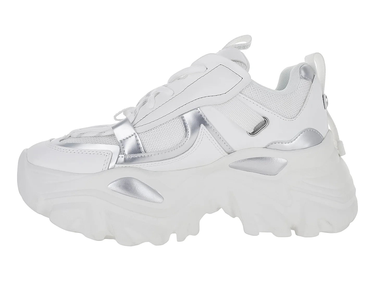 Tenis Steve Madden Reckon Blanco y Plata para Mujer