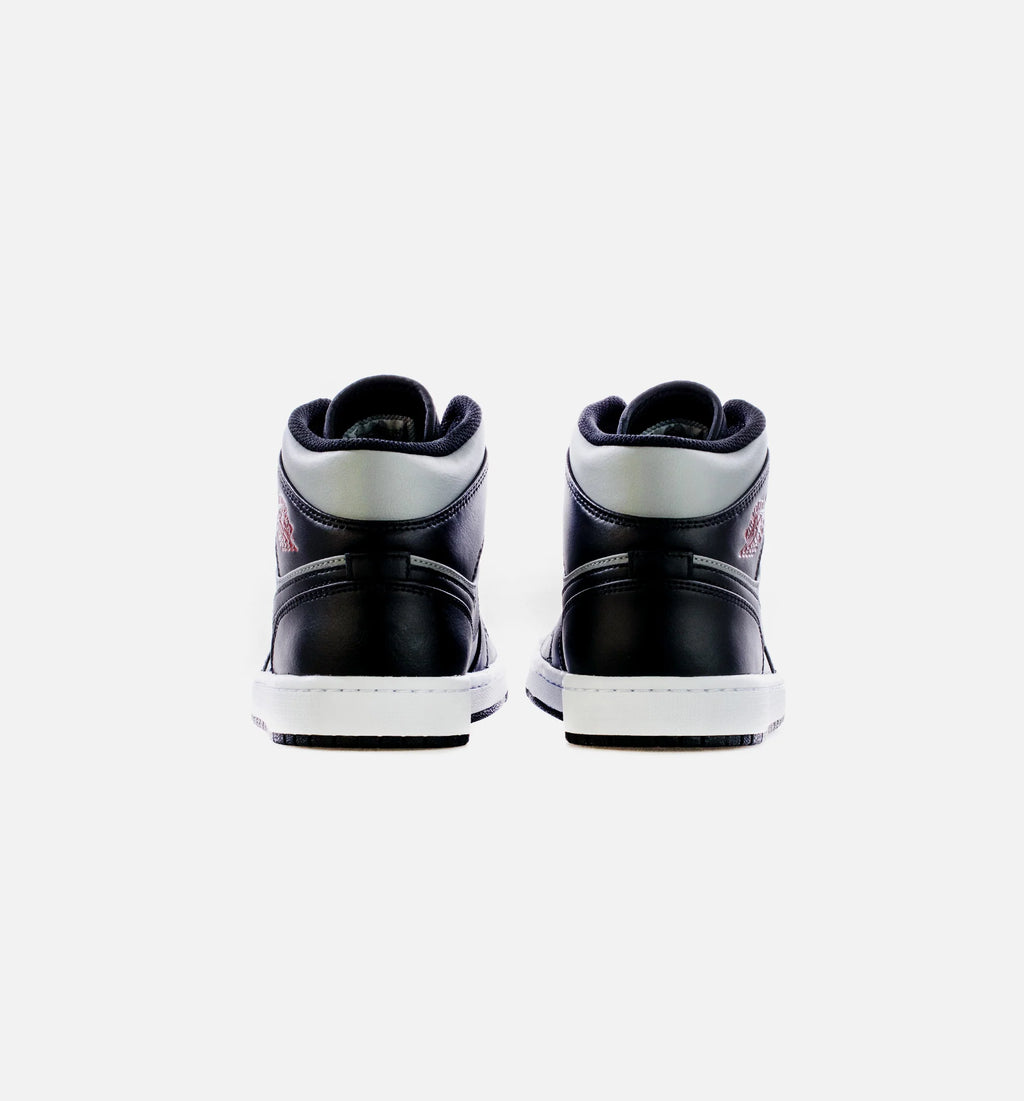 Air Jordan 1 Mid Shadow Red Mens Lifestyle Shoes Black Grey