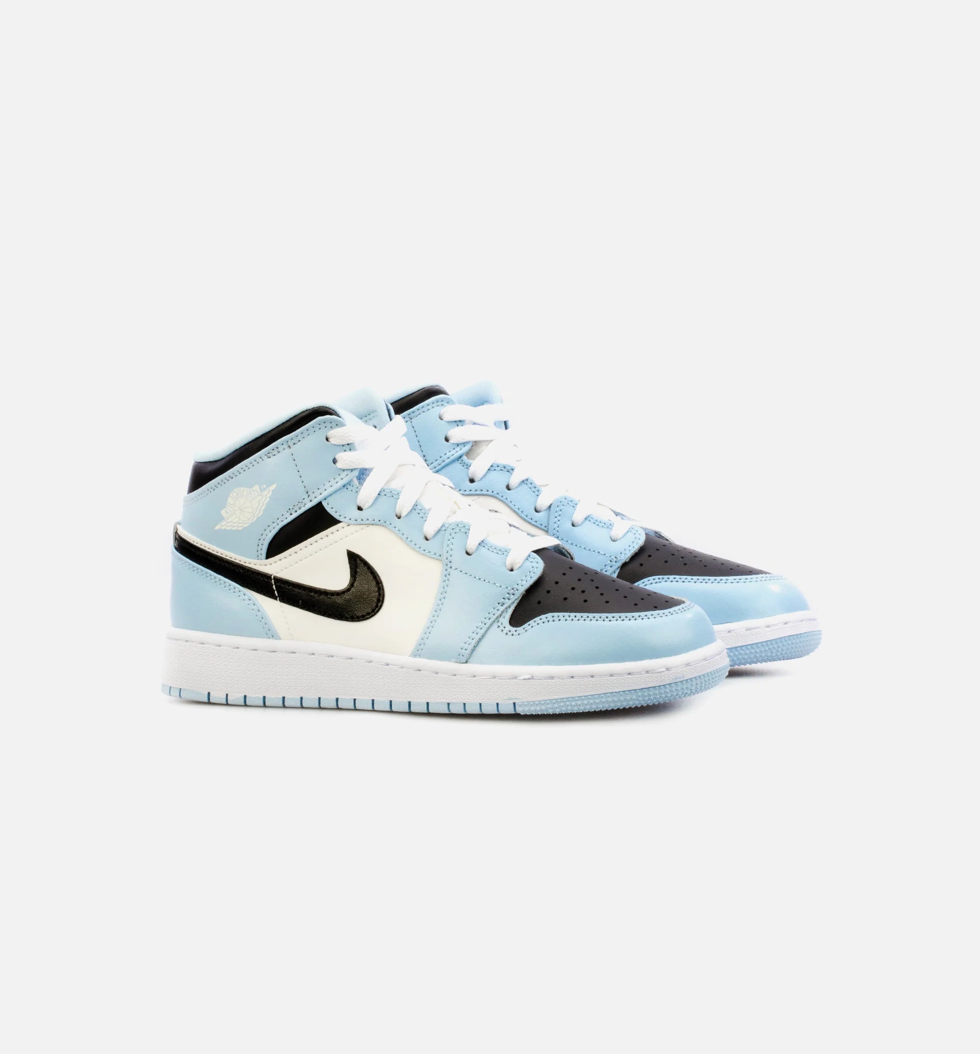 Air Jordan 1 Mid Ice Blue Grade School Lifestyle Shoe Blue Black