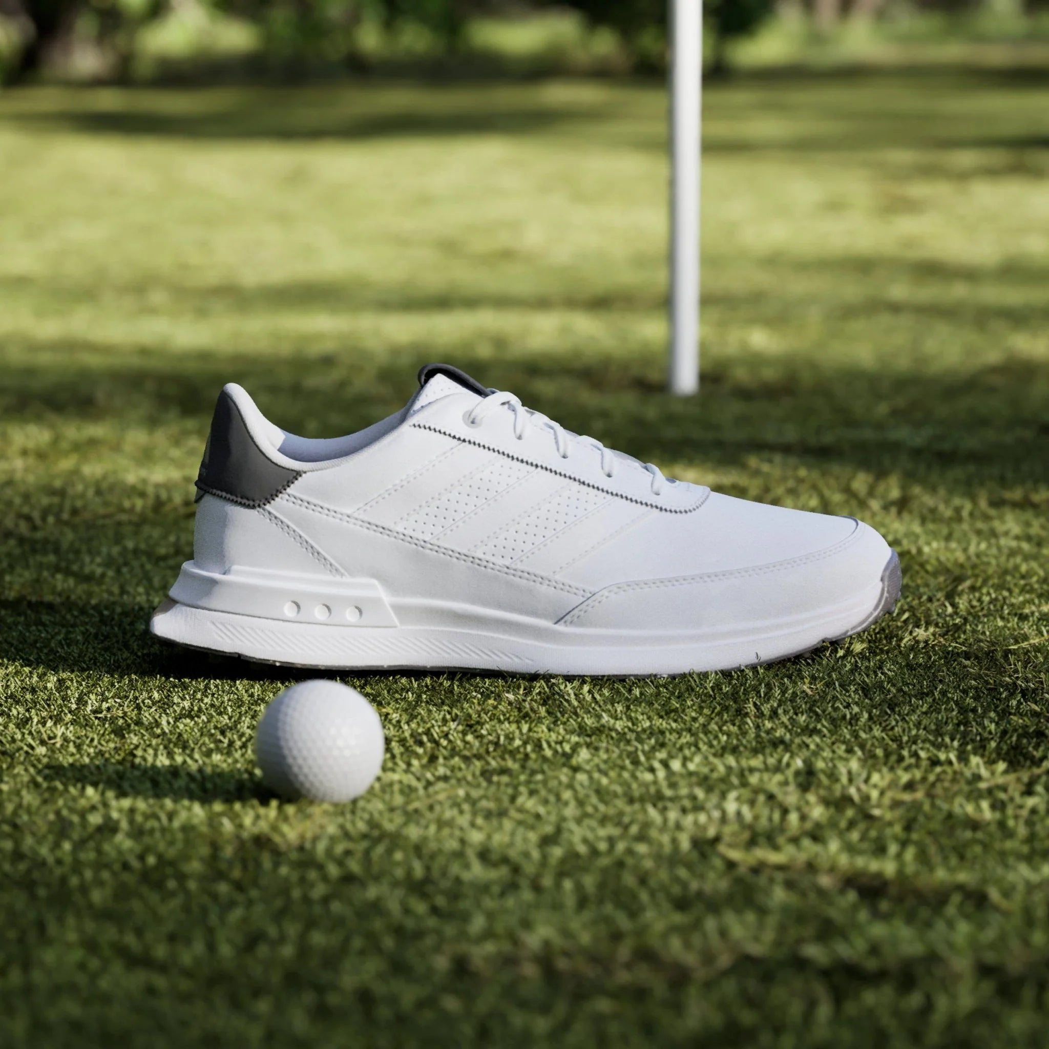adidas S2G 24 Leather Spikeless Golf Shoes White White Charcoal