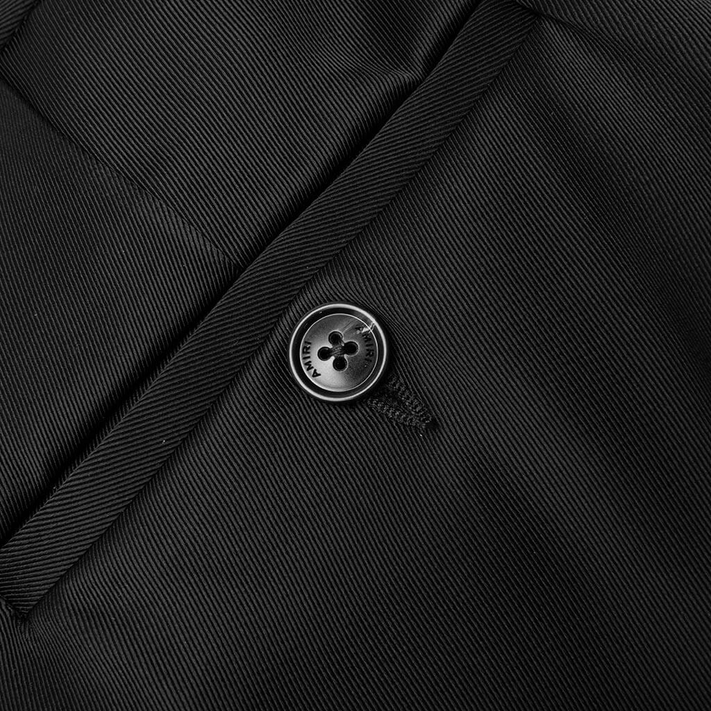Double Pleat Shiny Trouser Black
