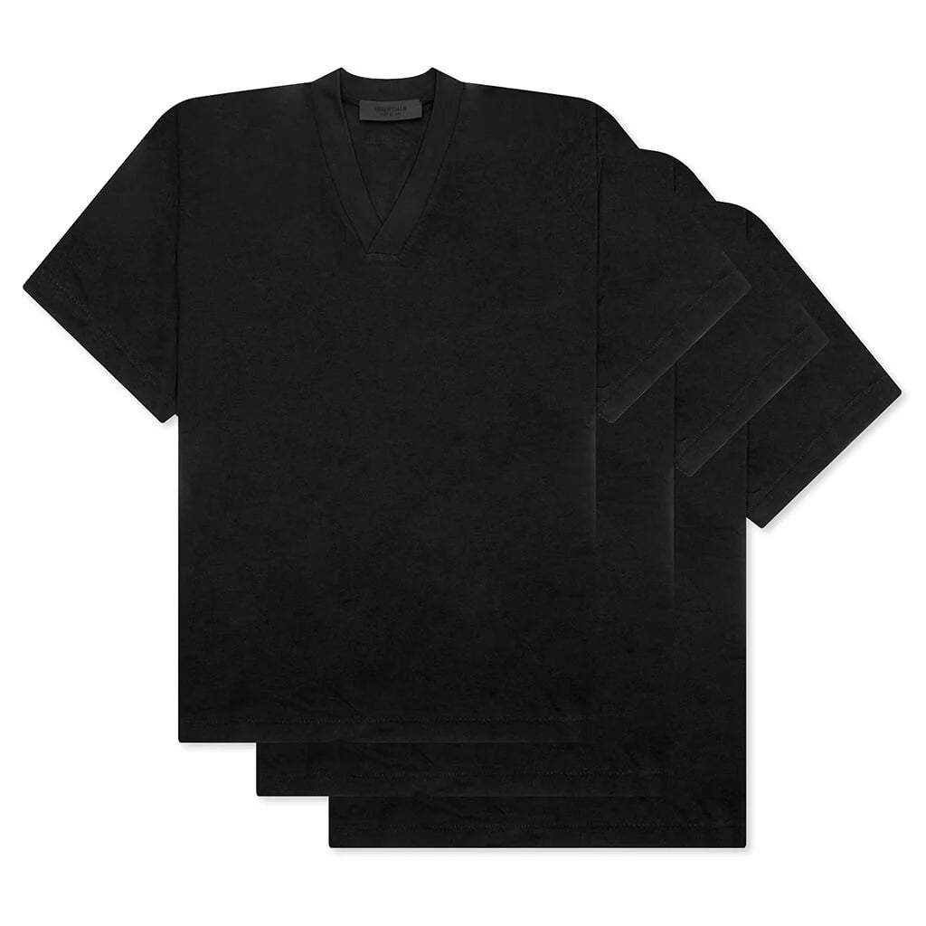 3 Pack Essential V Neck Tee Black