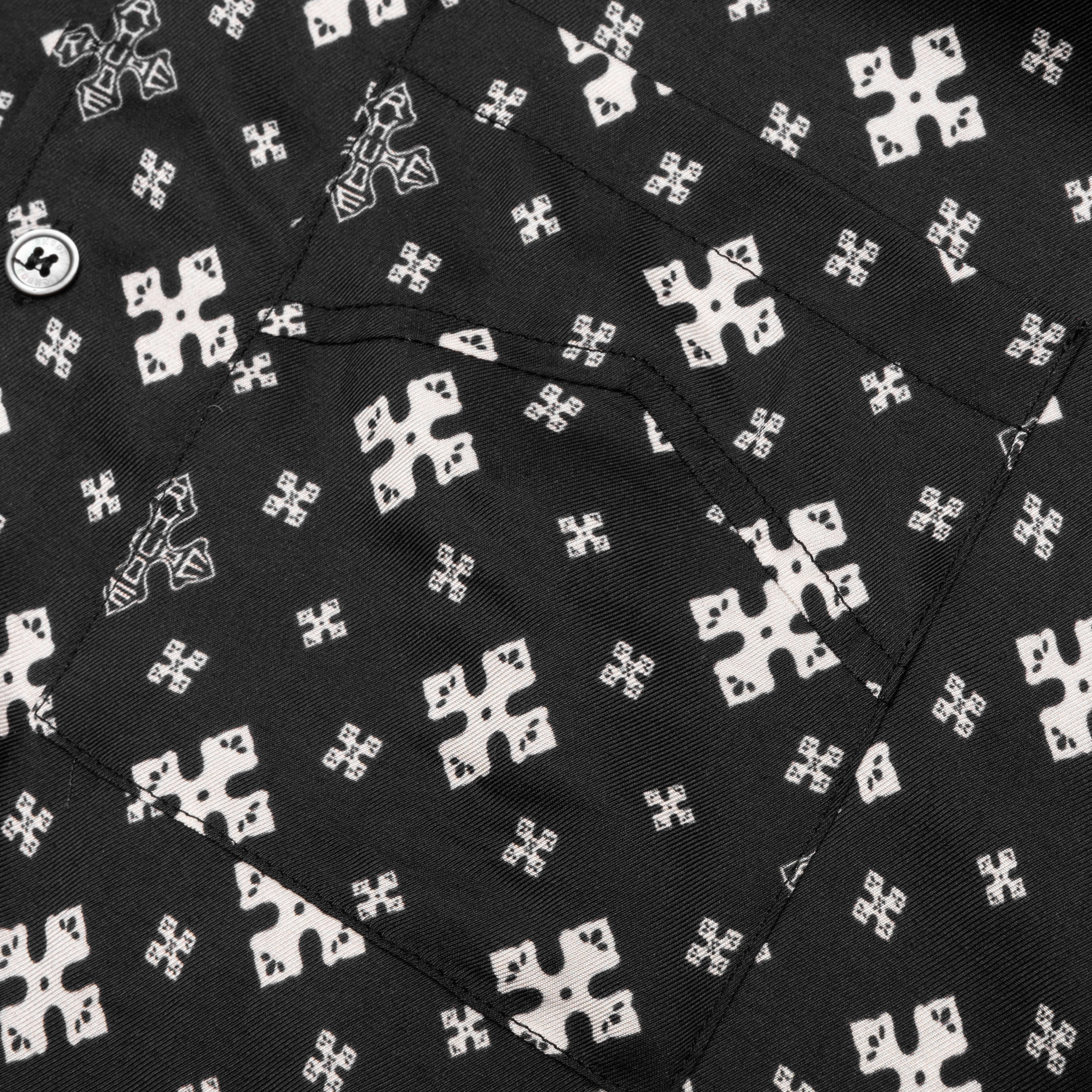 Cross Bandana Rayon Shirt Black White