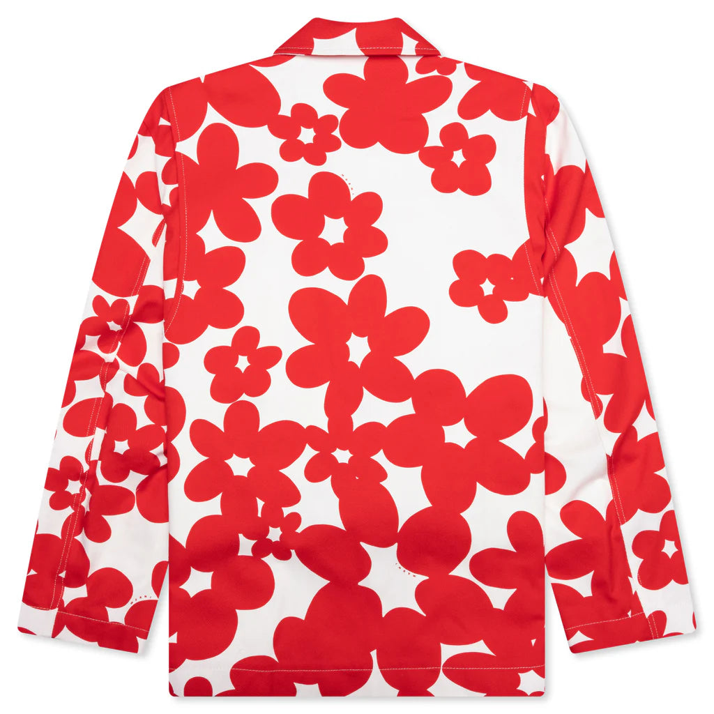 Red and White Dillies Print Jacket Crimson