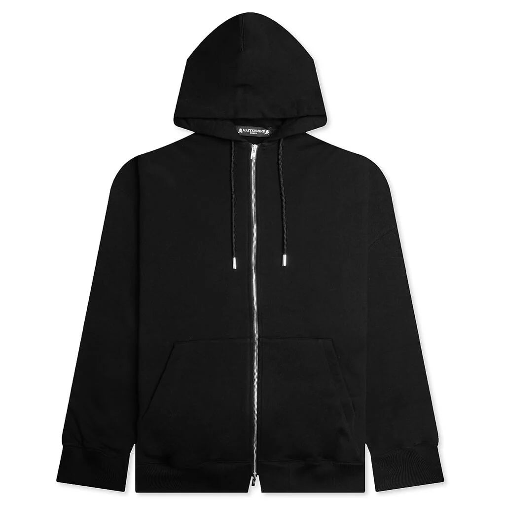 Zip Skull Knitted Hoodie Black