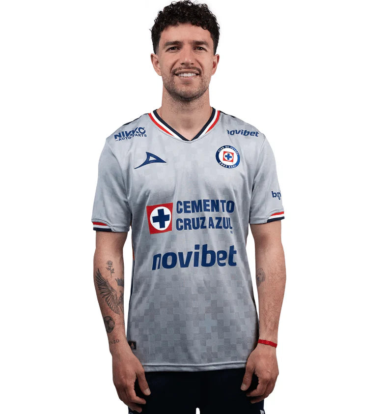Pirma Cruz Azul Away Mens Soccer Jersey 25 Grey Navy