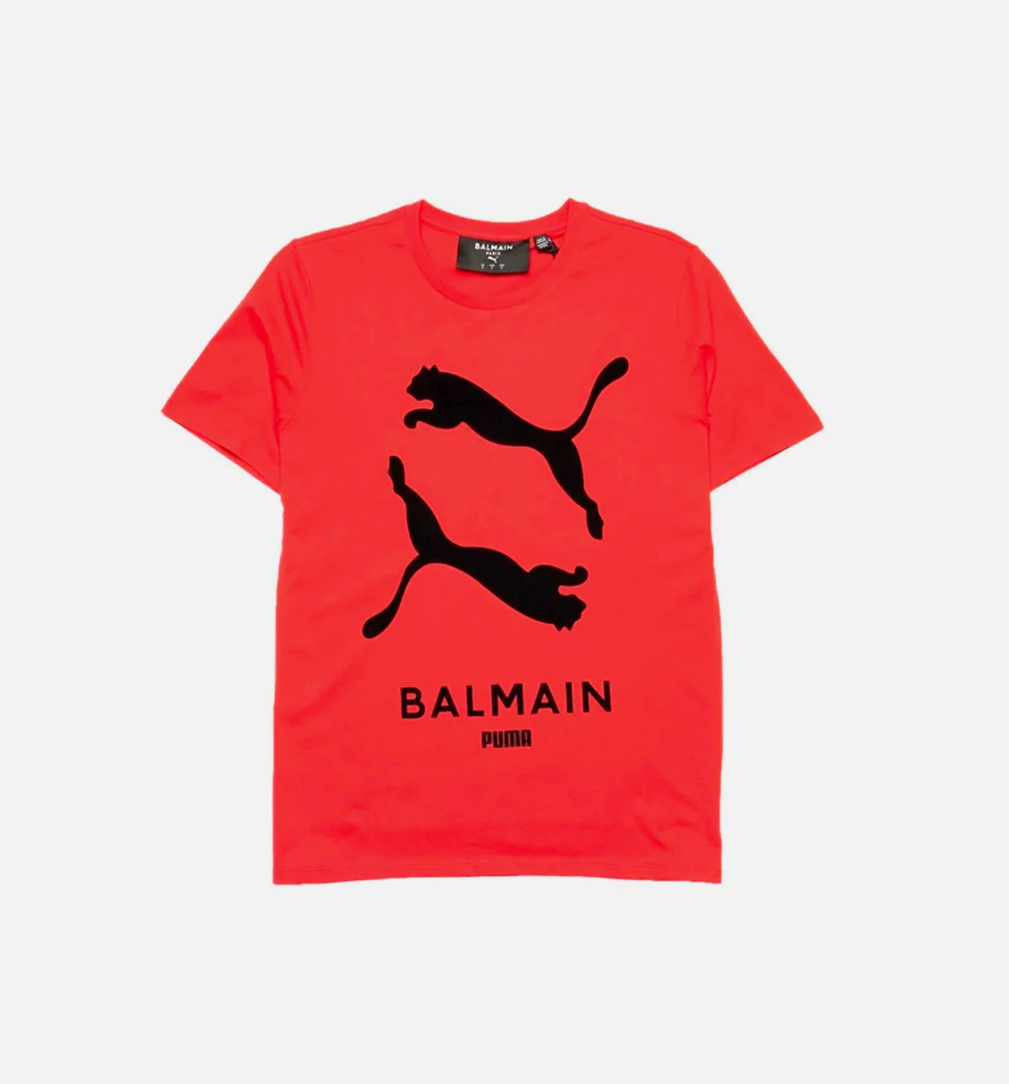 Balmain X Puma Mens Graphic T Shirt Red Black