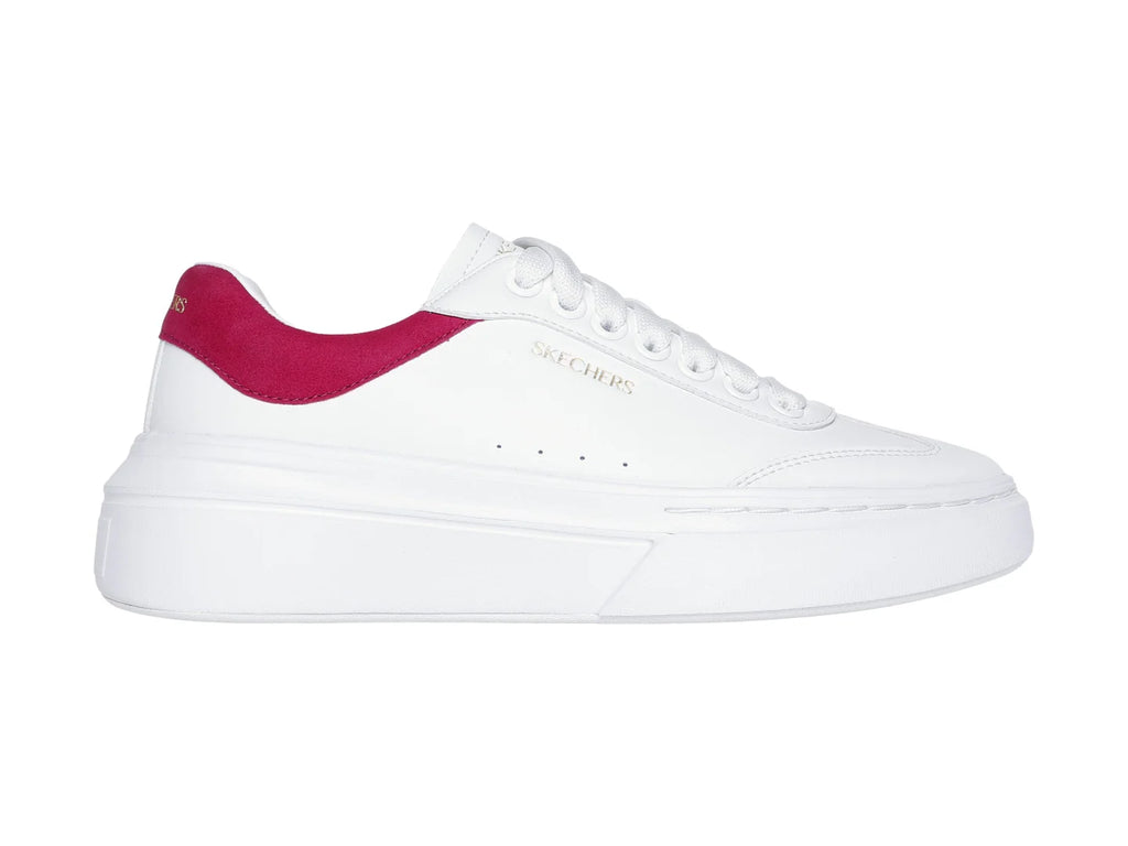 Tenis Skechers Court Classics Blanco y Fucsia para Mujer