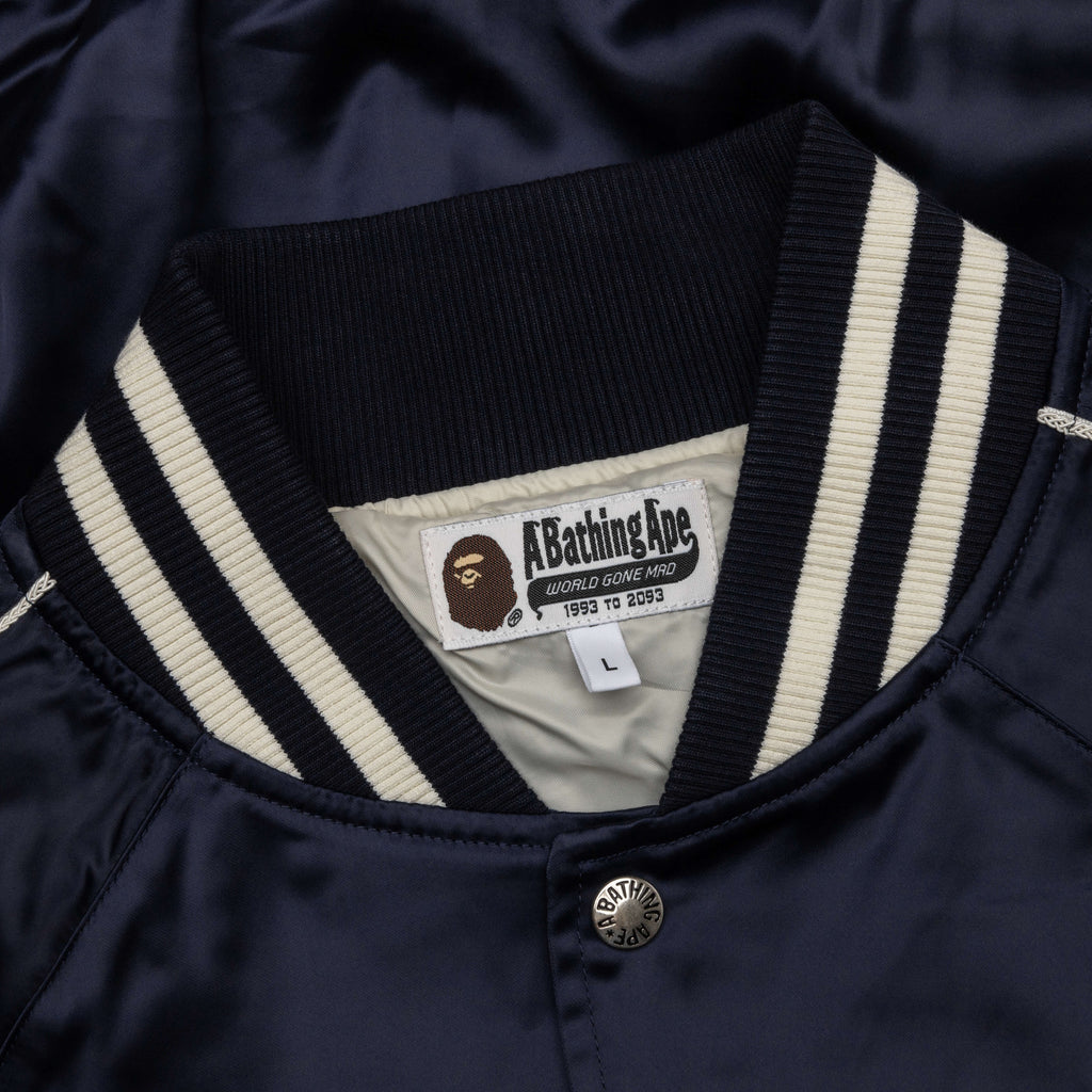 A Bathing Ape Nylon Varsity Jacket Navy