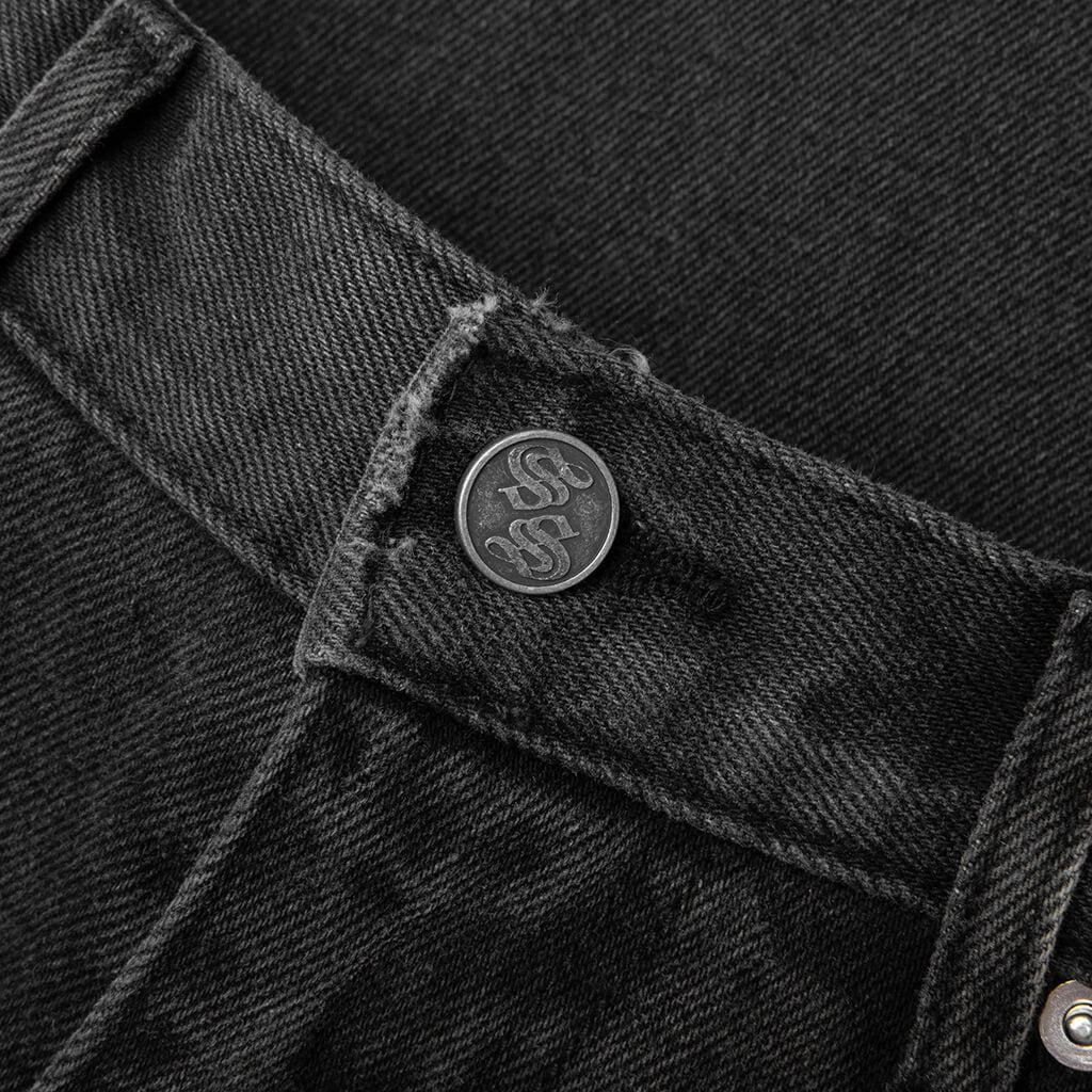 Studded Chopper Short Washed Black