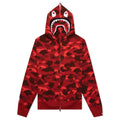 Color Camo Shark Full Zip Hoodie Red