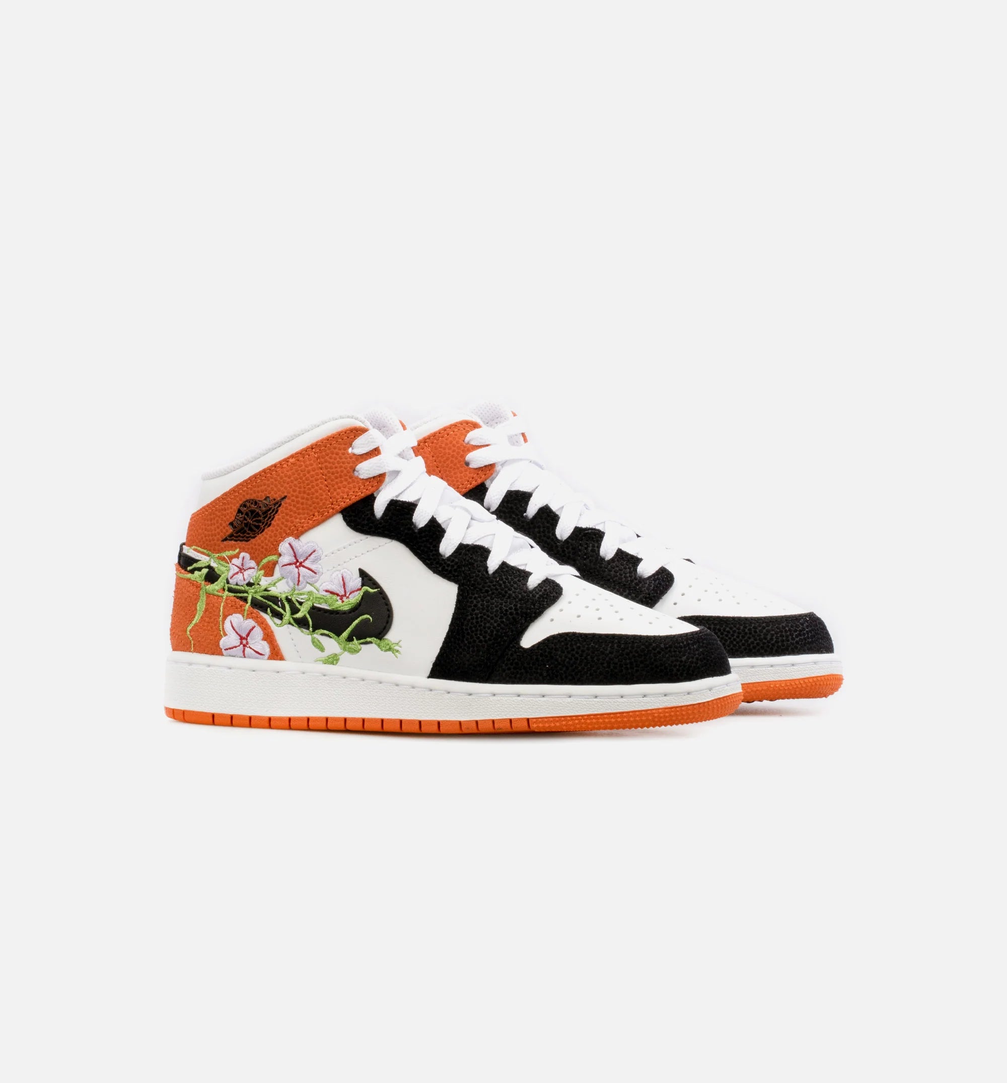 Air Jordan 1 Mid Grade School Lifestyle Shoe Orange Black